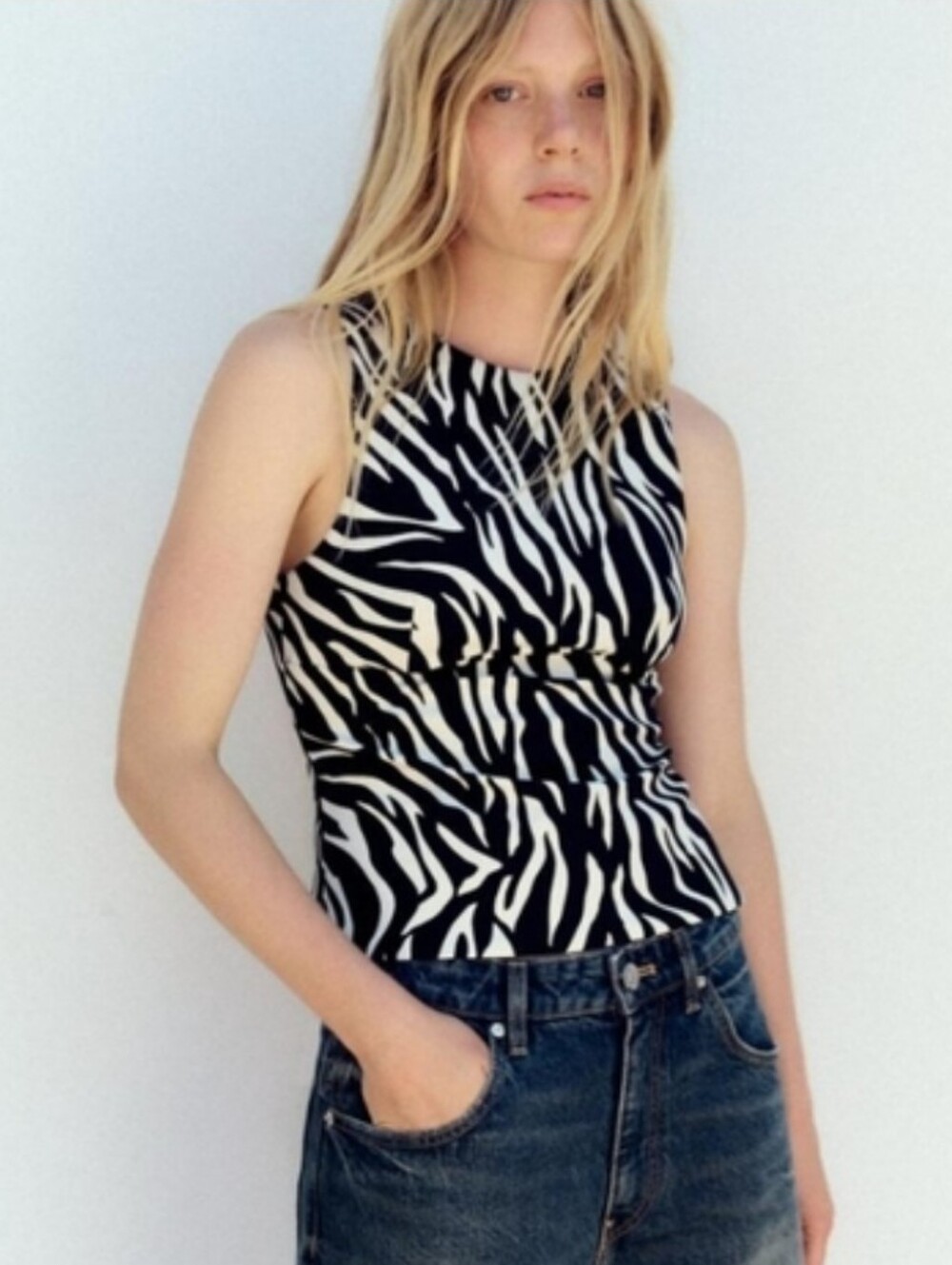 Zara Backless Black & White Zebra Print Y2K Style Tank Top